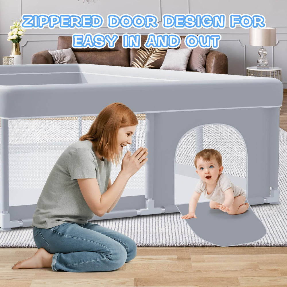 XVISHX Playpen disassembles compactly for easy storage and travel