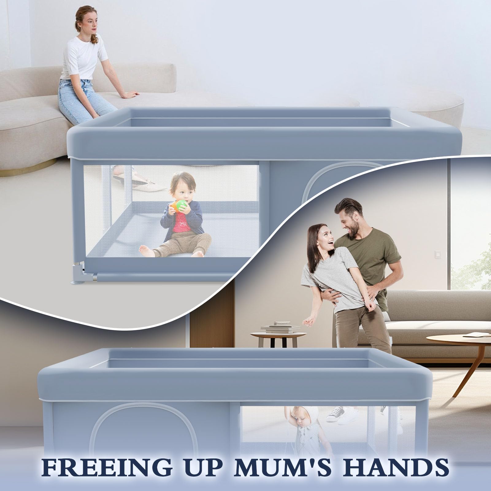 XVISHX easy-assemble design saves time and lets you move the playpen quickly.