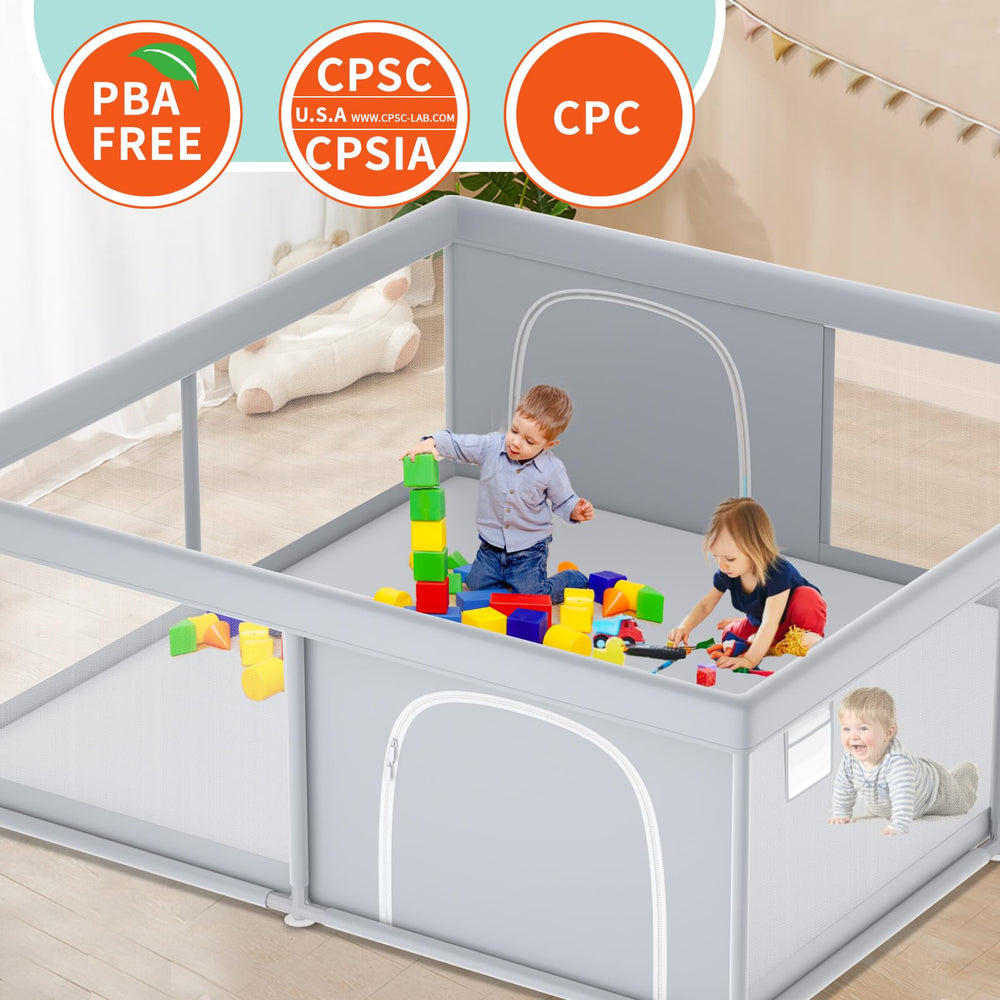 XVISHX easy-assembly playpen for tool-free setup and storage.