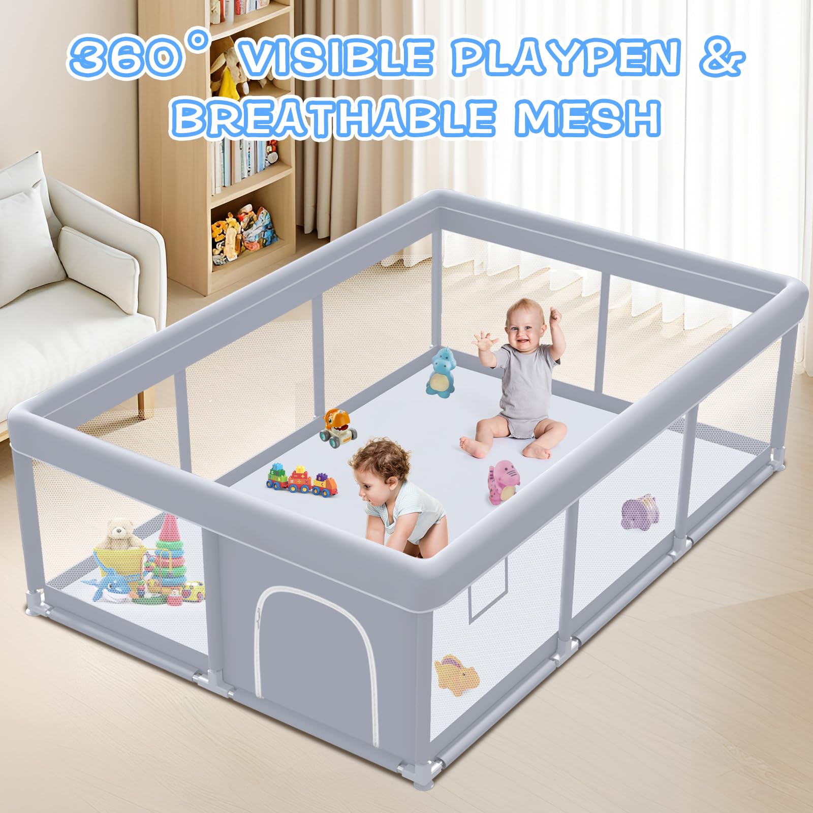 XVISHX Playpen non-slip suction cups keep the center stable on various floors