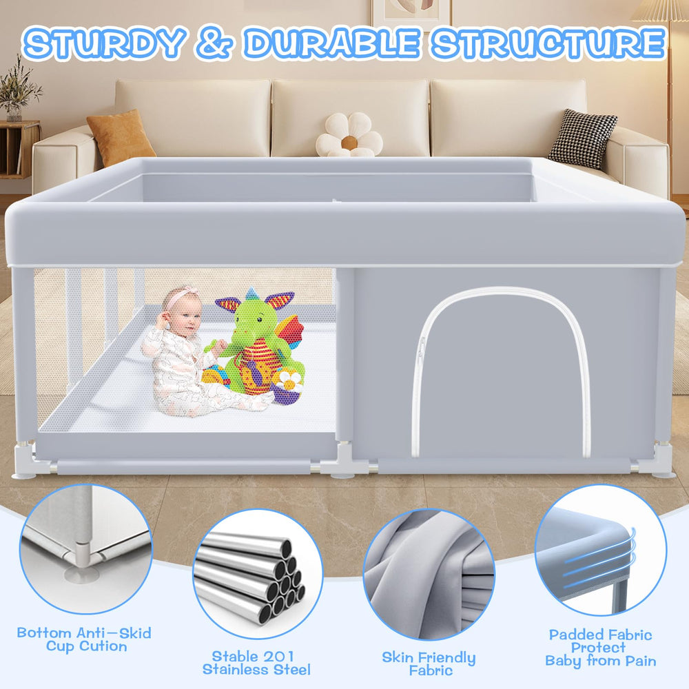 XVISHX Playpen creates a safe play area for toddlers to explore under supervision