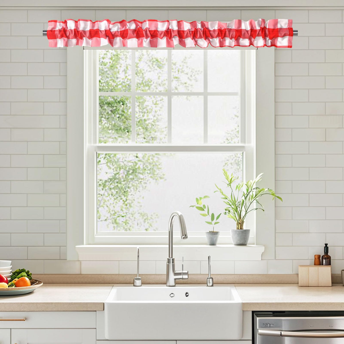 XWZO sleeve topper header-ruffle detail showcases 1-inch ruffles for cozy kitchen décor