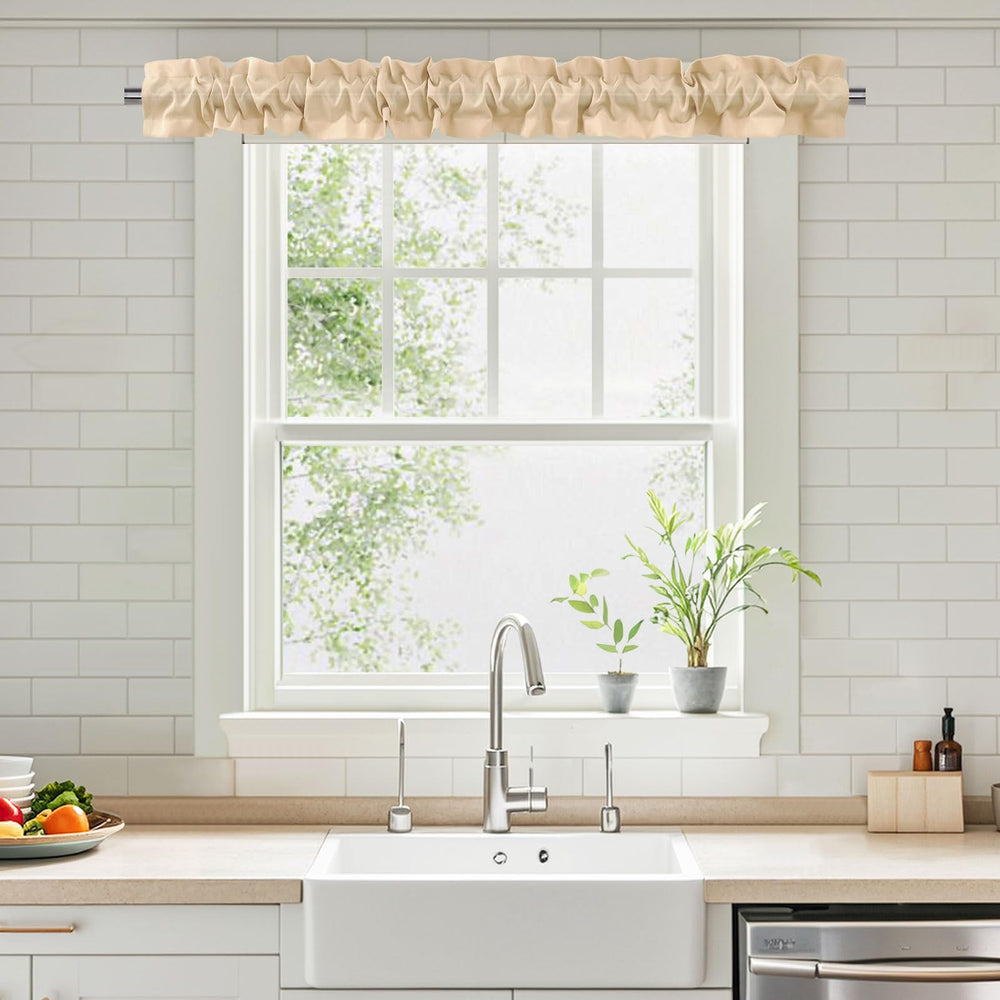 XWZO Sleeve Topper header with ruffle for soft kitchen window look.
