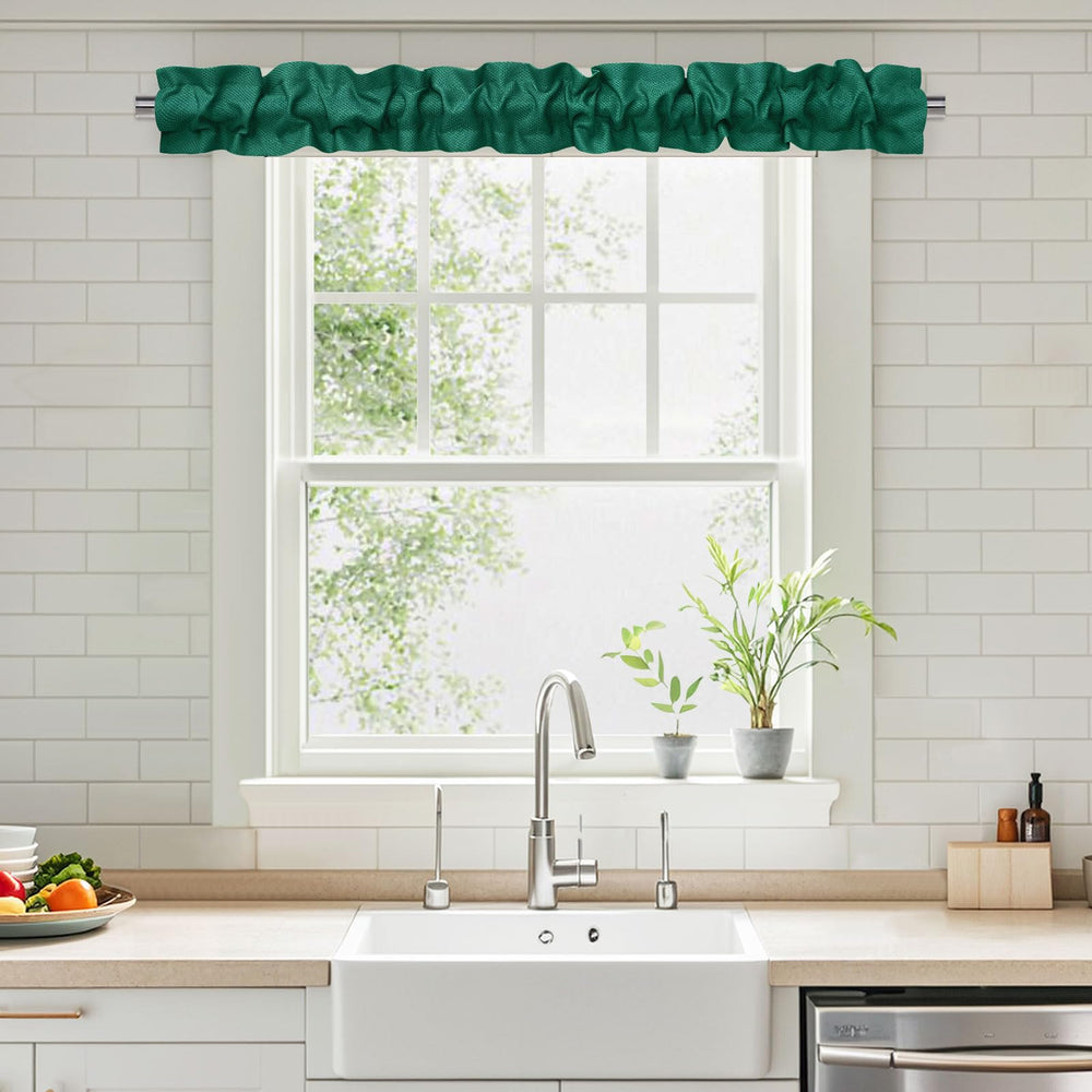 XWZO Sleeve Topper close-up of emerald texture adds subtle luxury to any window.
