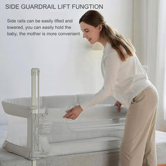XYLDGPTL portable baby crib aluminum frame offers sturdy, compact setup for shared sleep