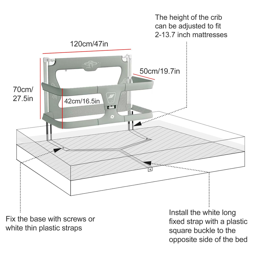 XYLDGPTL secure attachment bands and screws ensure stable bedside attachment