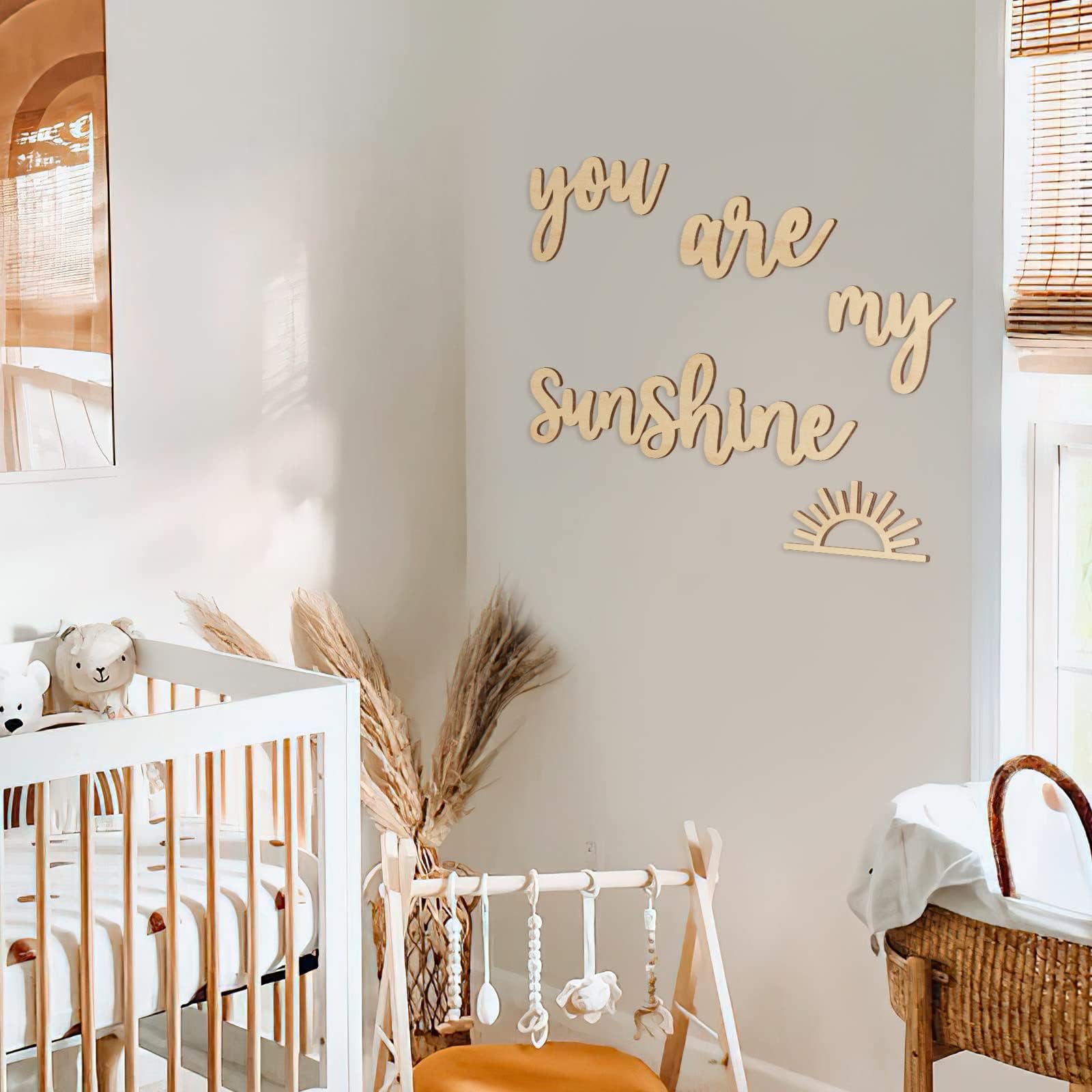 Xylolfsty boho nursery wall art with neutral wooden sign