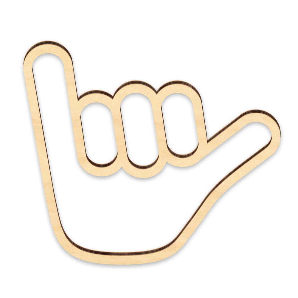 Xylolfsty Shaka wall sign in wooden hand shape for tropical living spaces.