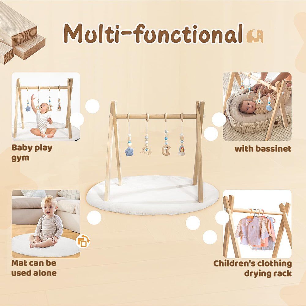 XYMERO natural pine wood construction offers durable, non-toxic play space.