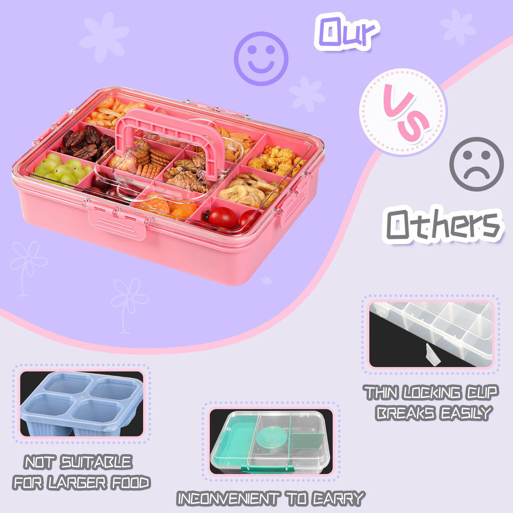 Xyptorix snack box in pink and green suits kids' meals.