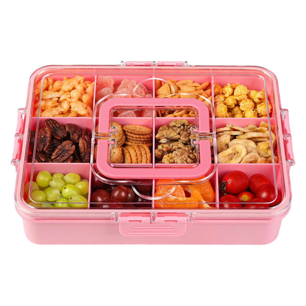 Xyptorix snack box container adjustable dividers for customizable school lunch portions.