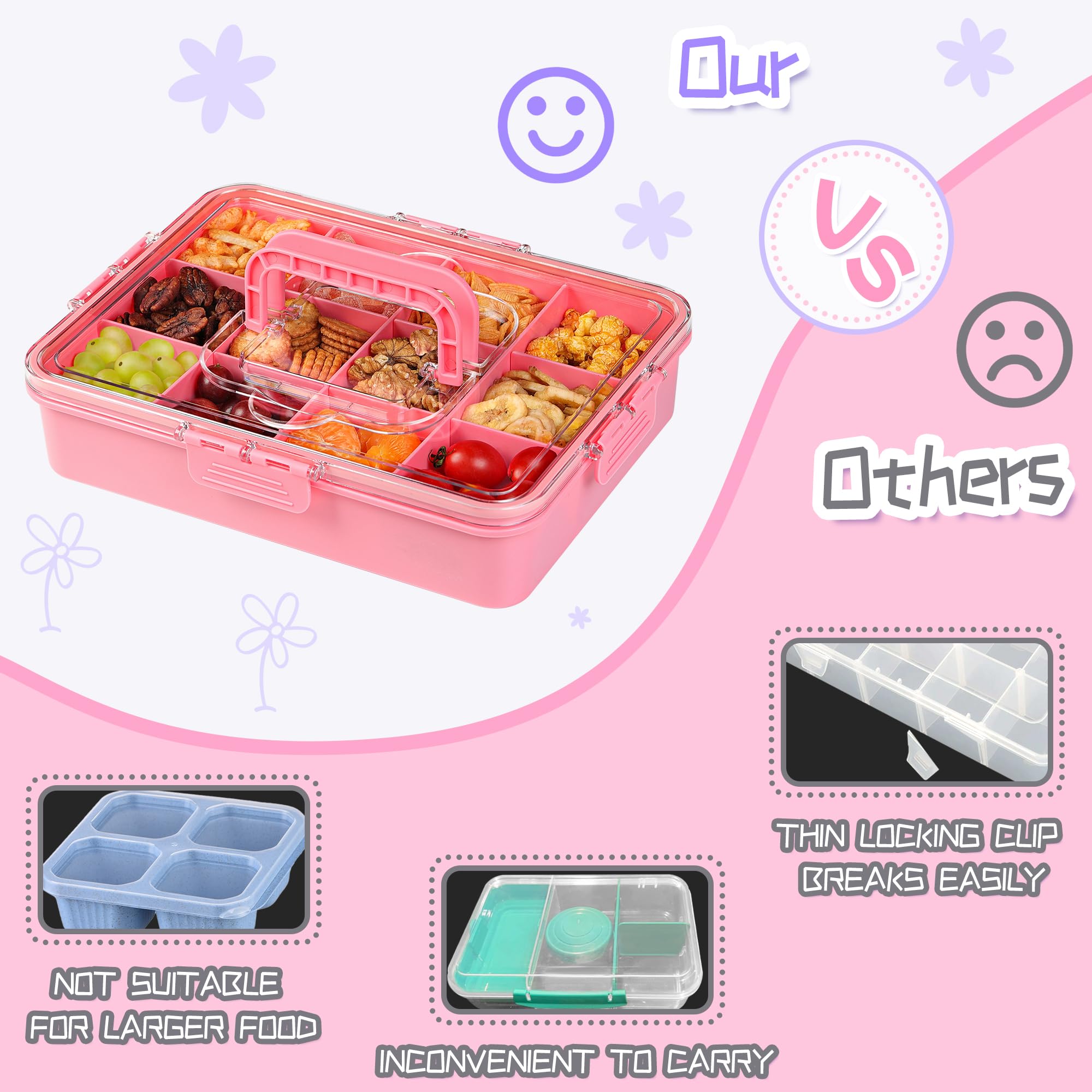 Xyptorix snack box container large capacity fits multiple snacks.