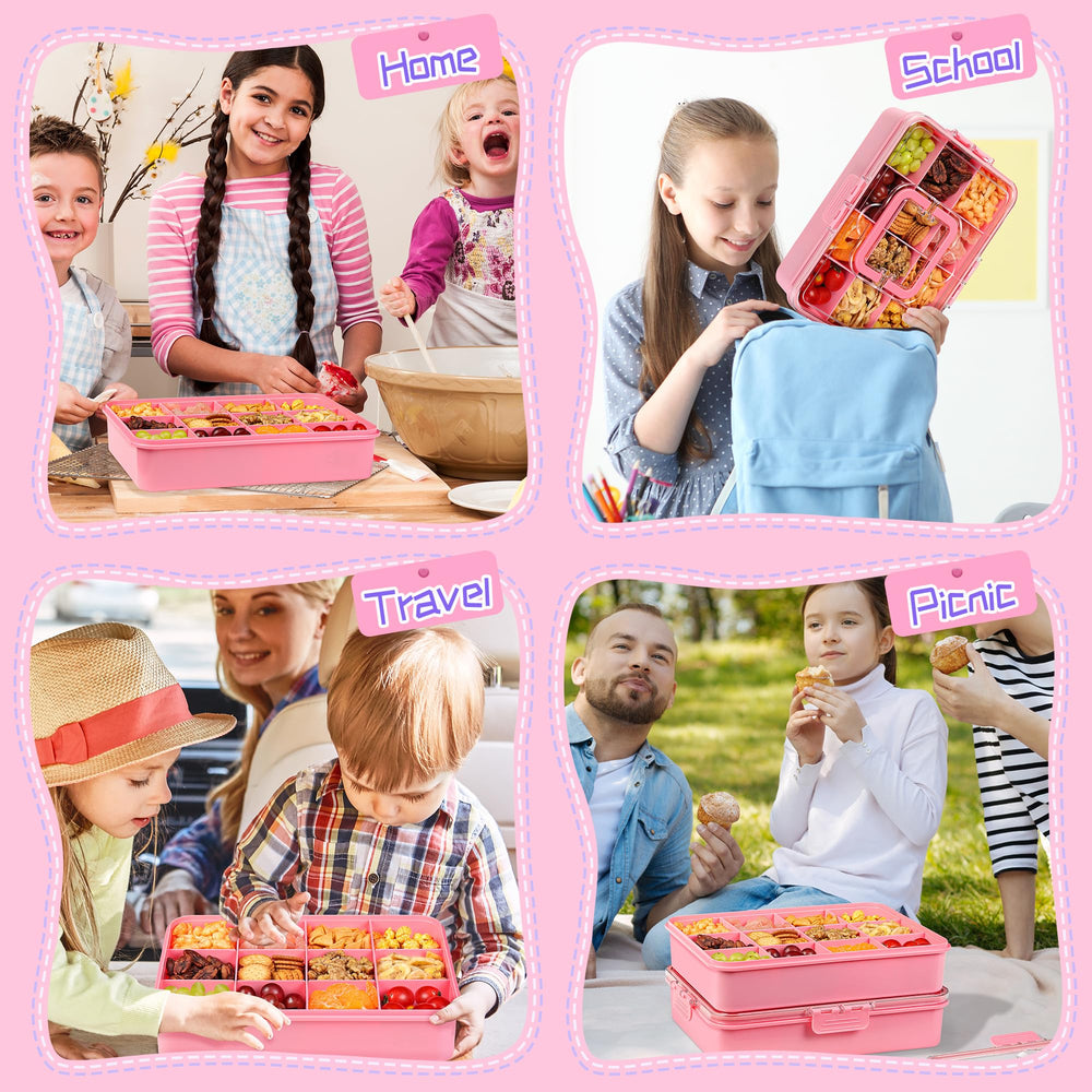 Xyptorix snack box container portable handle for on-the-go snacking.