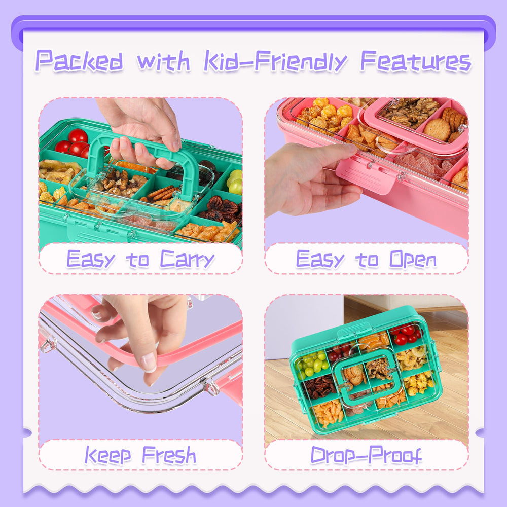 Xyptorix snack box features a sturdy handle and tight seal for freshness.