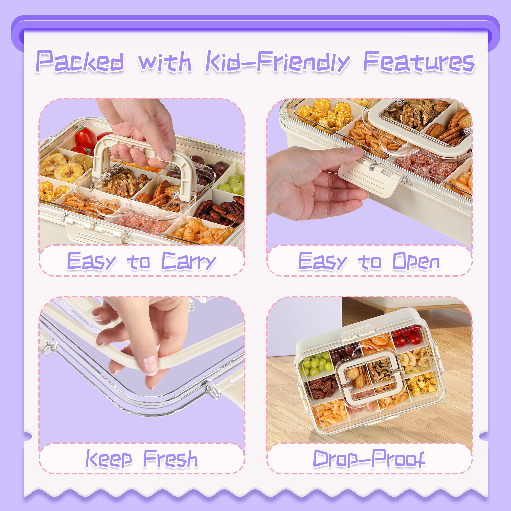 Xyptorix snack box for kids featuring a portable carry handle for on-the-go.