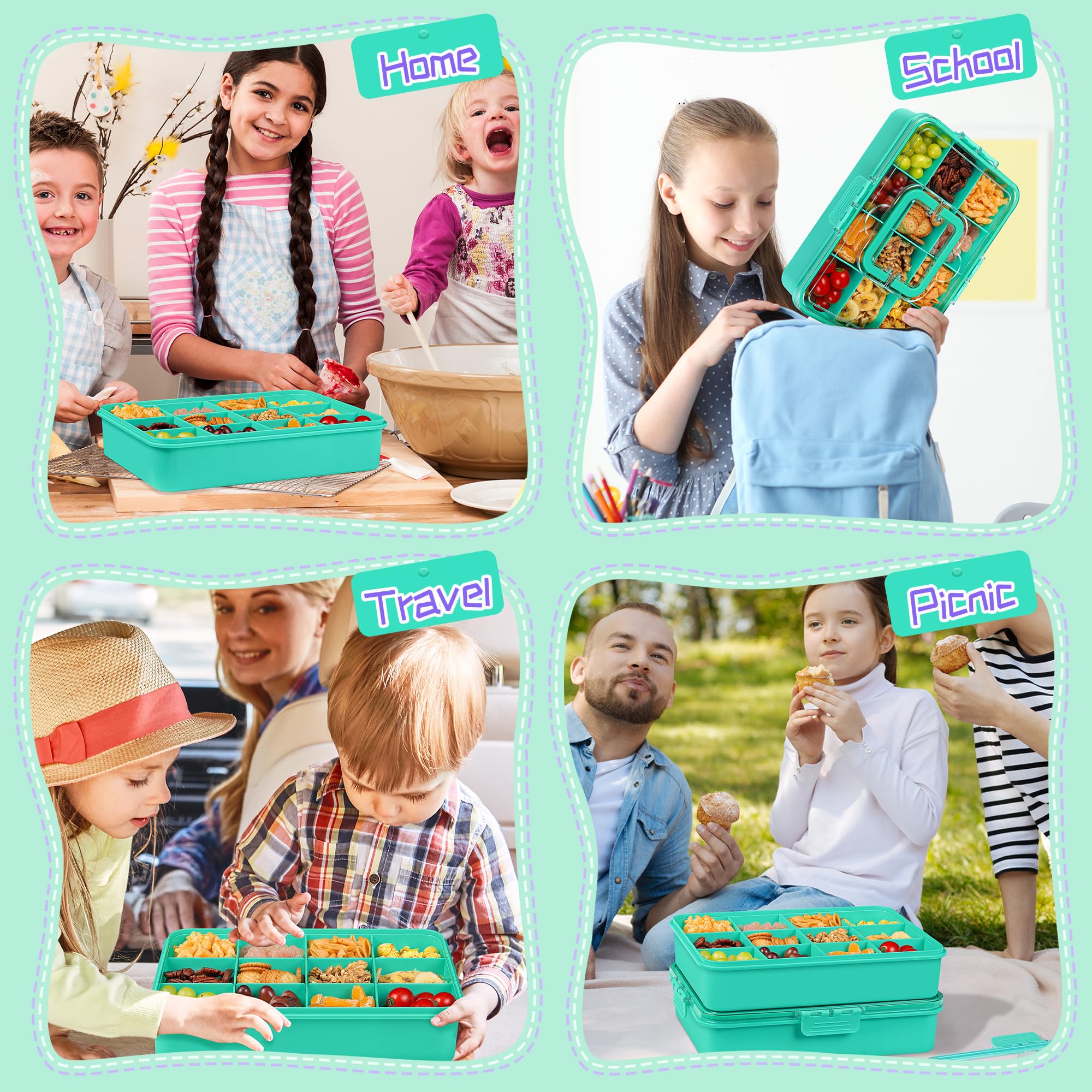 Xyptorix portable-handle snack box enables easy transport for school and travel.