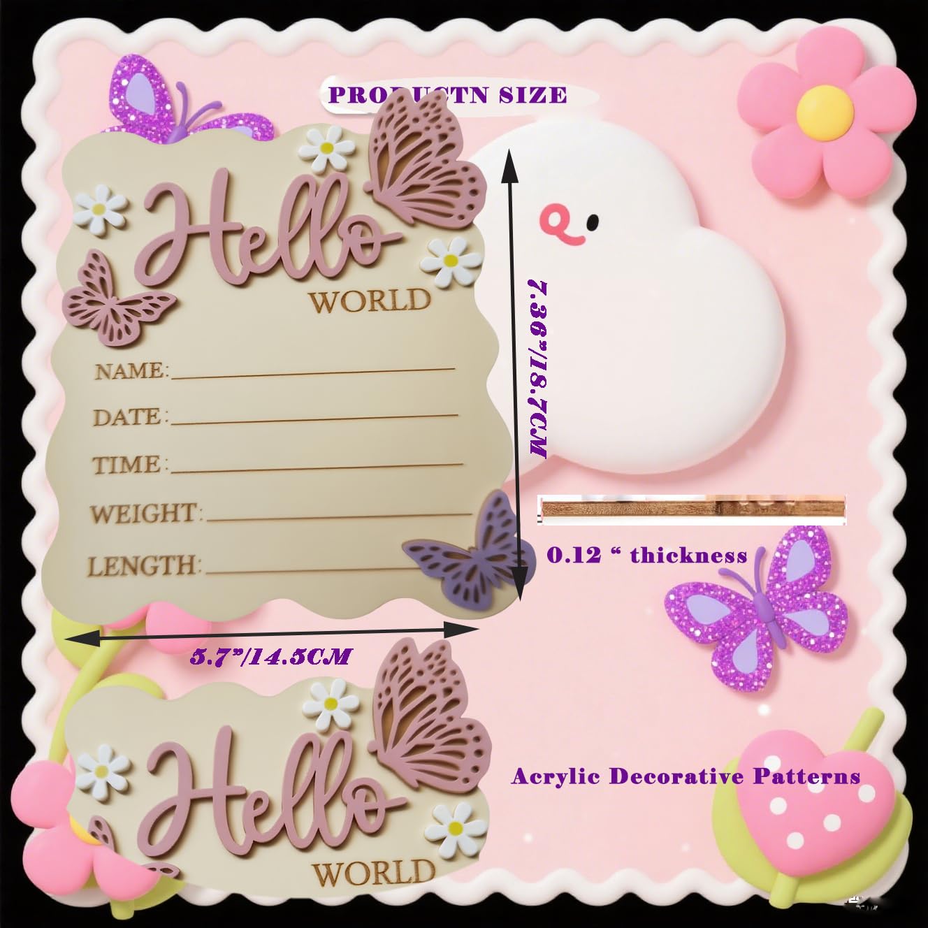 XYZRTLON nursery decor wooden sign in pink for baby room