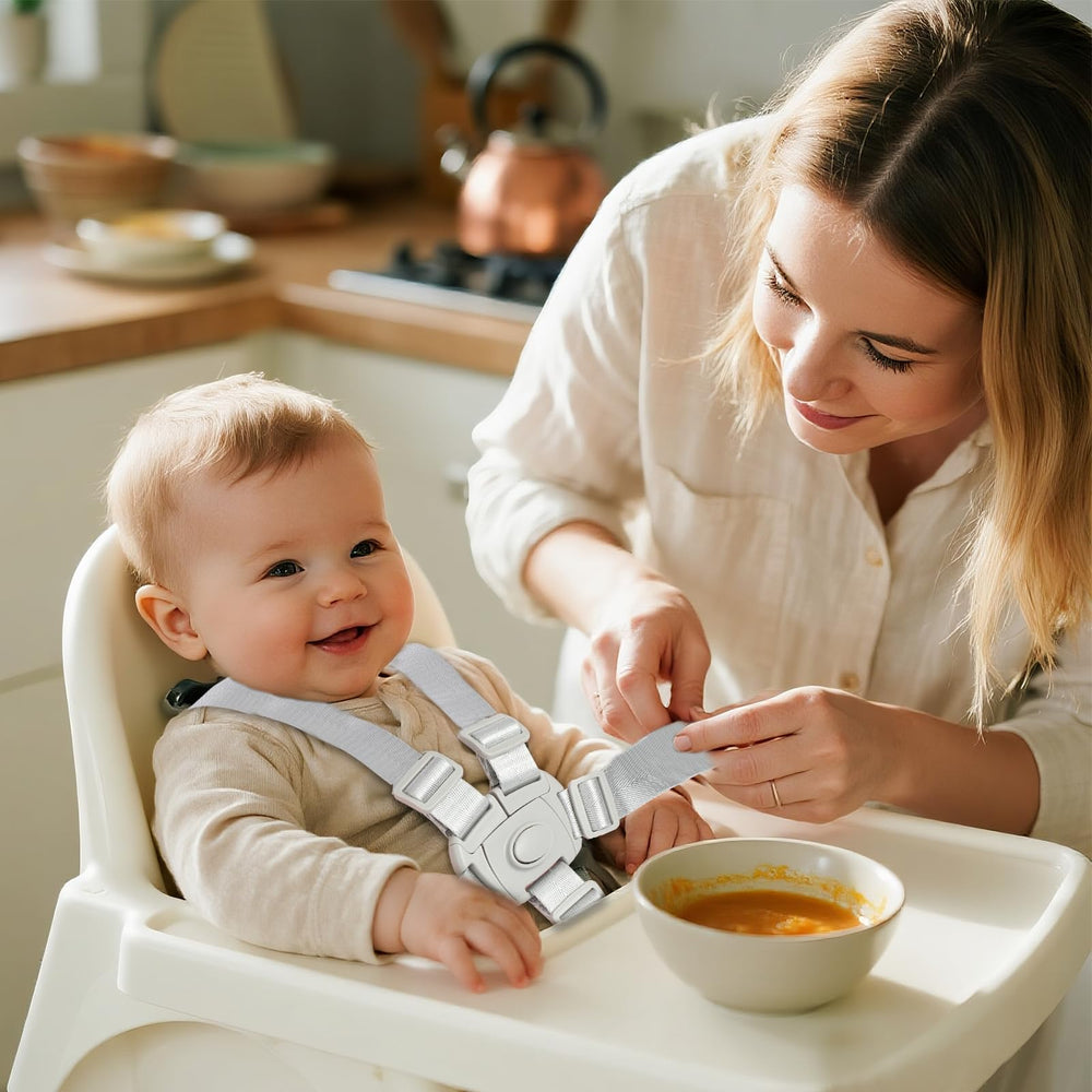 XZESH High Chair Straps convert from 5-point to 3-point harness