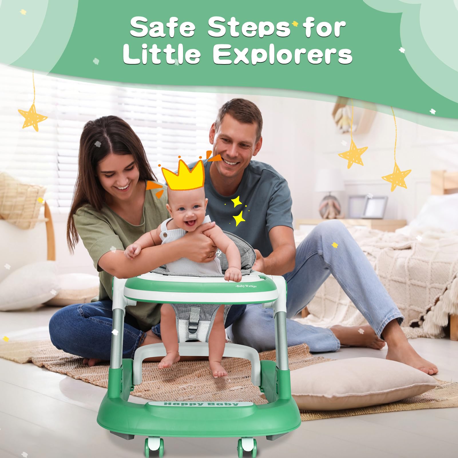 XZV baby walker anti-fall base emphasizes enhanced stability and tipping prevention