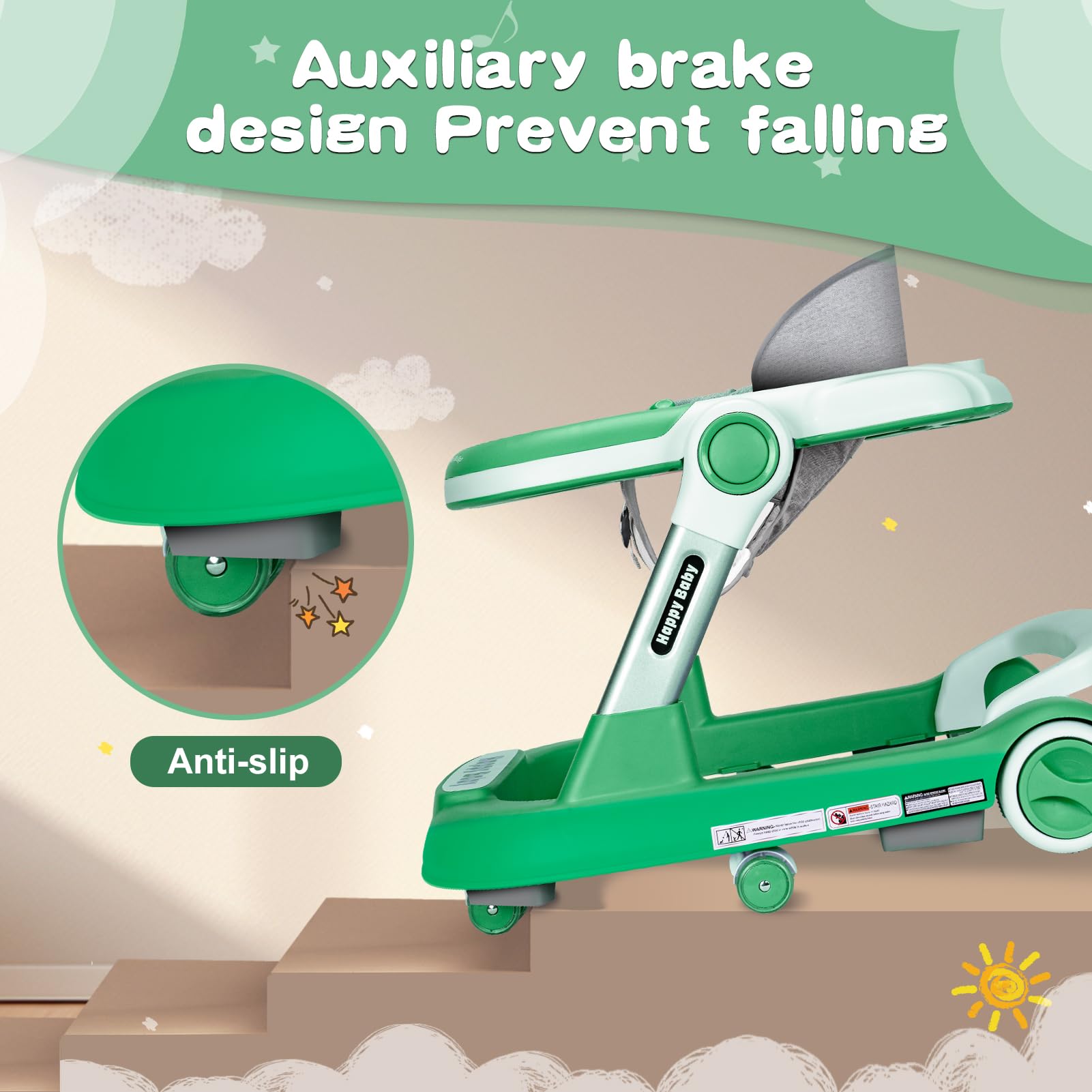 XZV baby walker mute wheels ensure quiet, smooth movement on floors