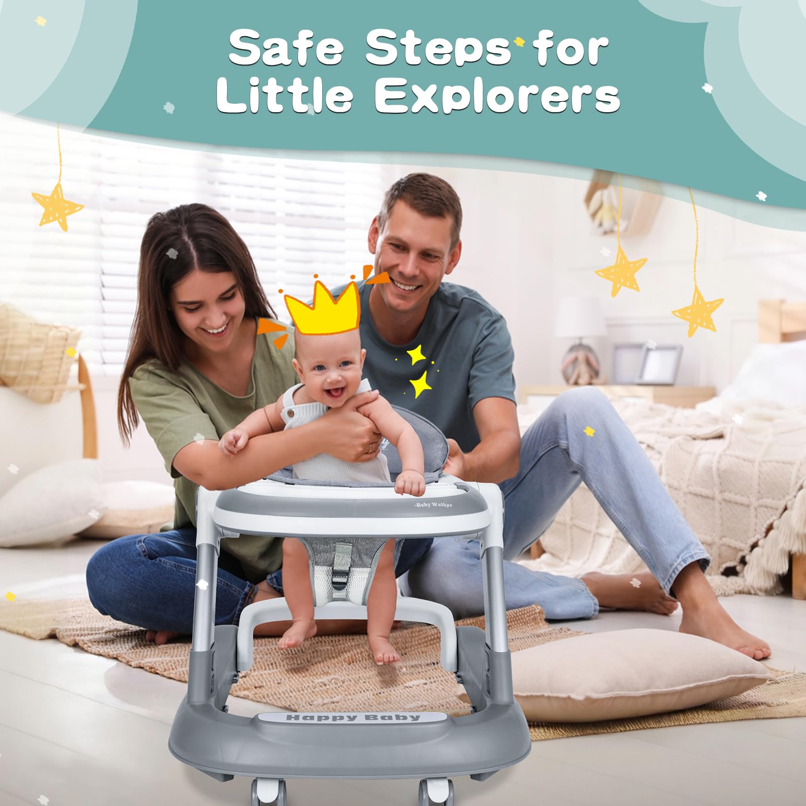 XZV Baby Walker secure cushion fastener keeps seat in place
