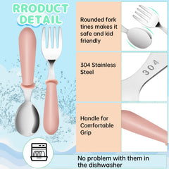 YACAISI toddler cutlery showcases rounded edges for safe self-feeding.