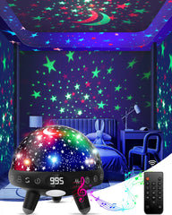 YACHANCE Kids Night Light Projector with remote creates a starry ceiling ideal for bedtime.