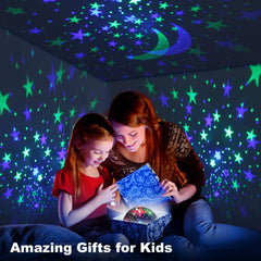 YACHANCE Star Projection Ceiling view shows rotating stars for a calm bedtime.