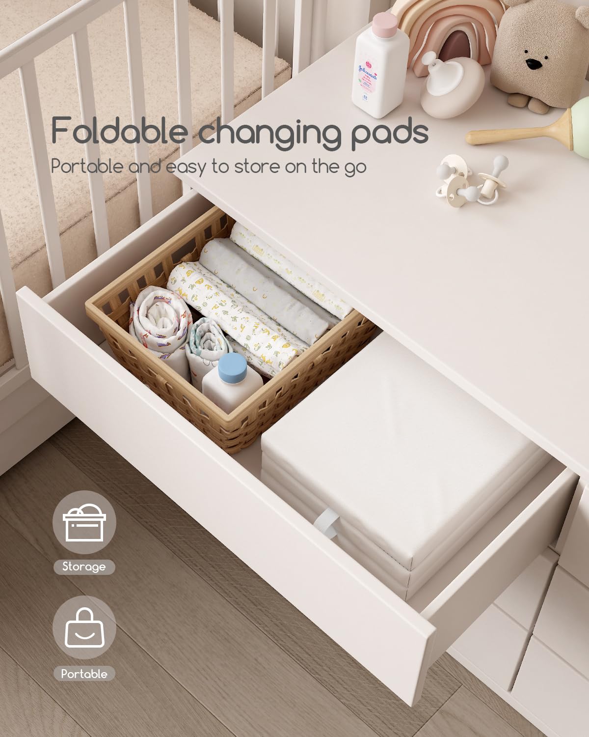 YACODAVO non-slip base fabric keeps pad steady during changes.