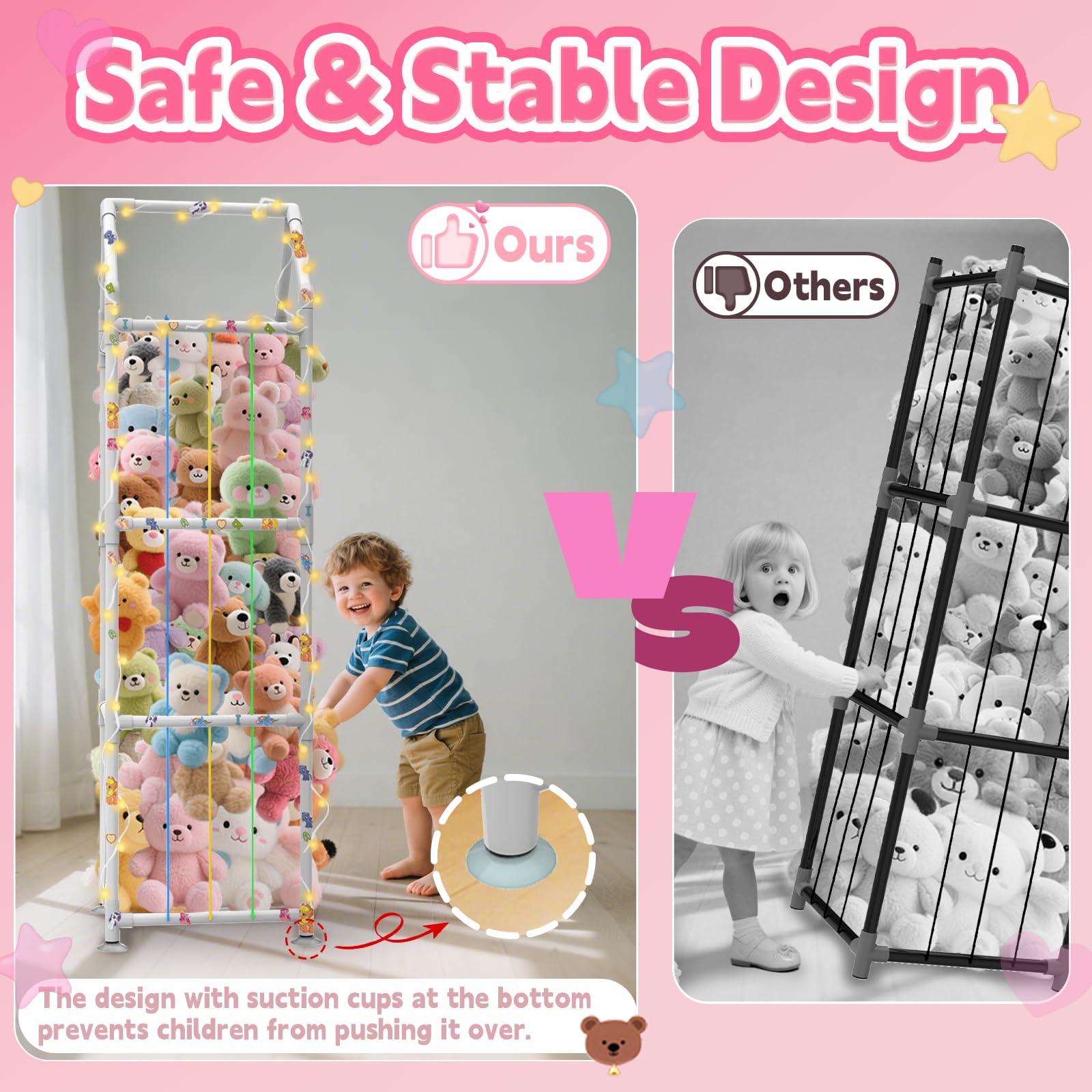 YACONA led-light-toy-storage glows for easier nighttime toy retrieval.