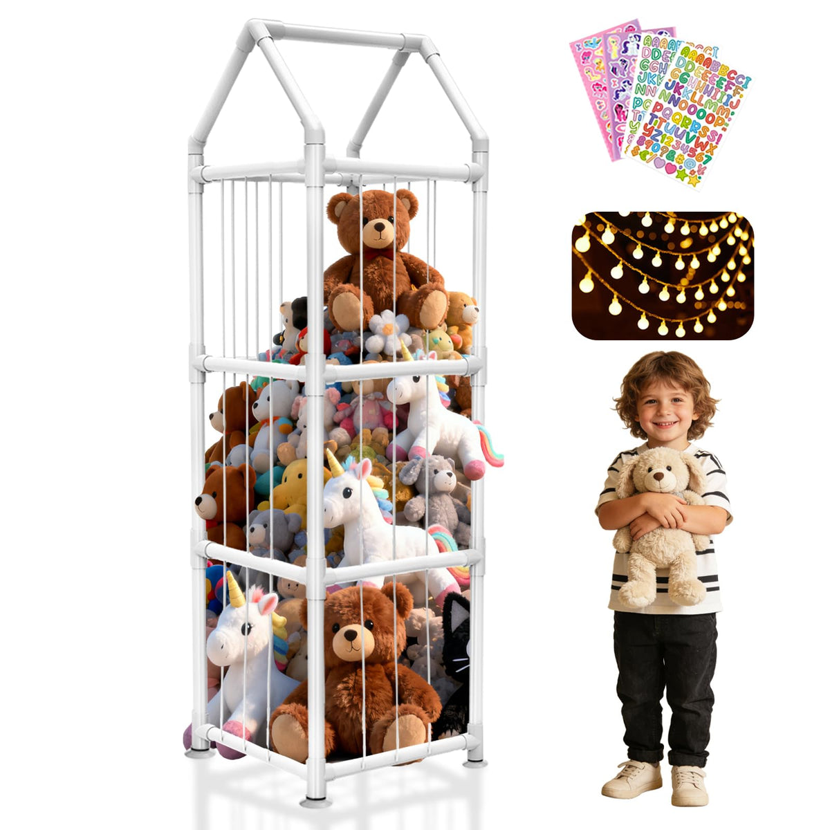 YACONA stuffed animal storage base with suction cups for secure floor mounting.