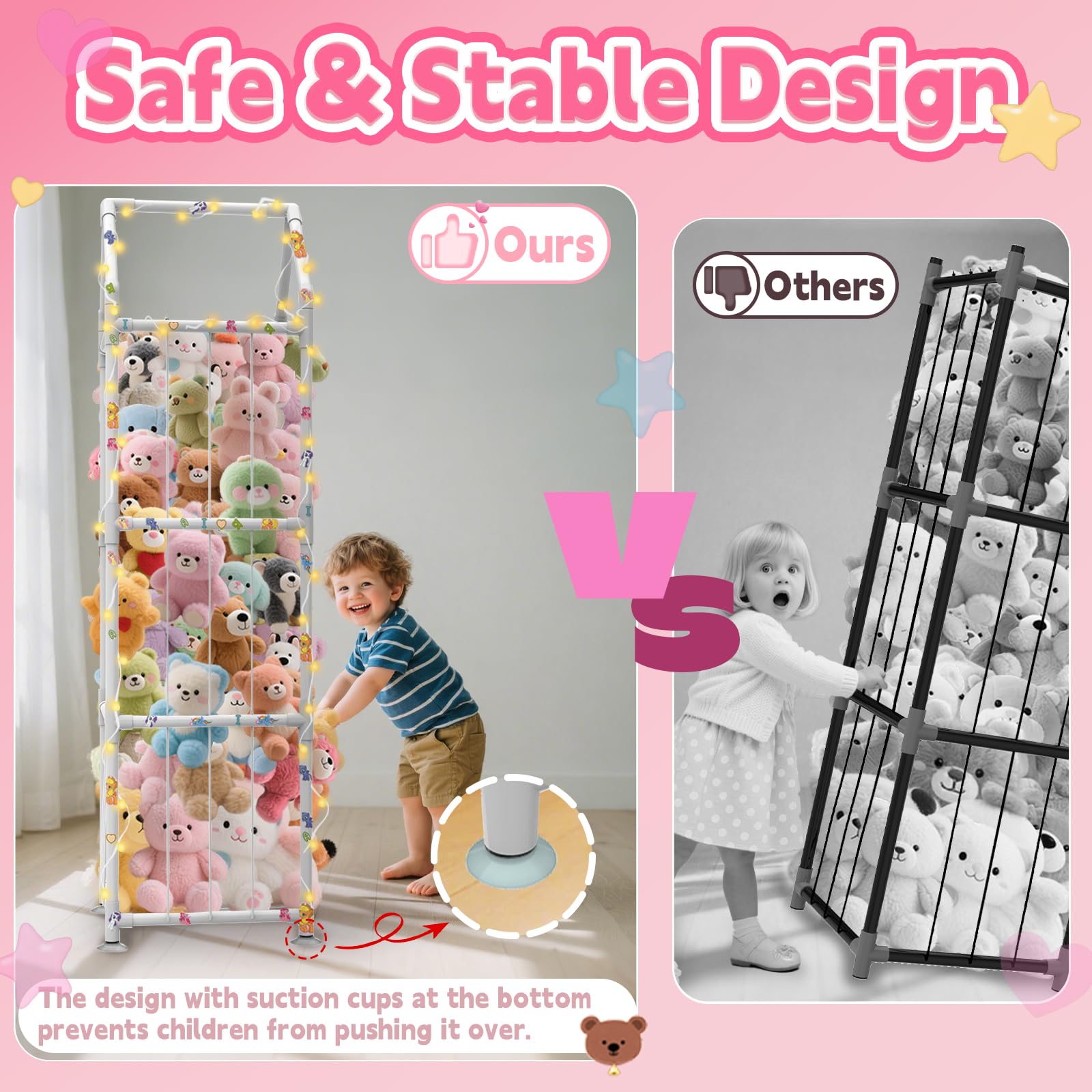 YACONA vertical design saves floor space for tidy playrooms.