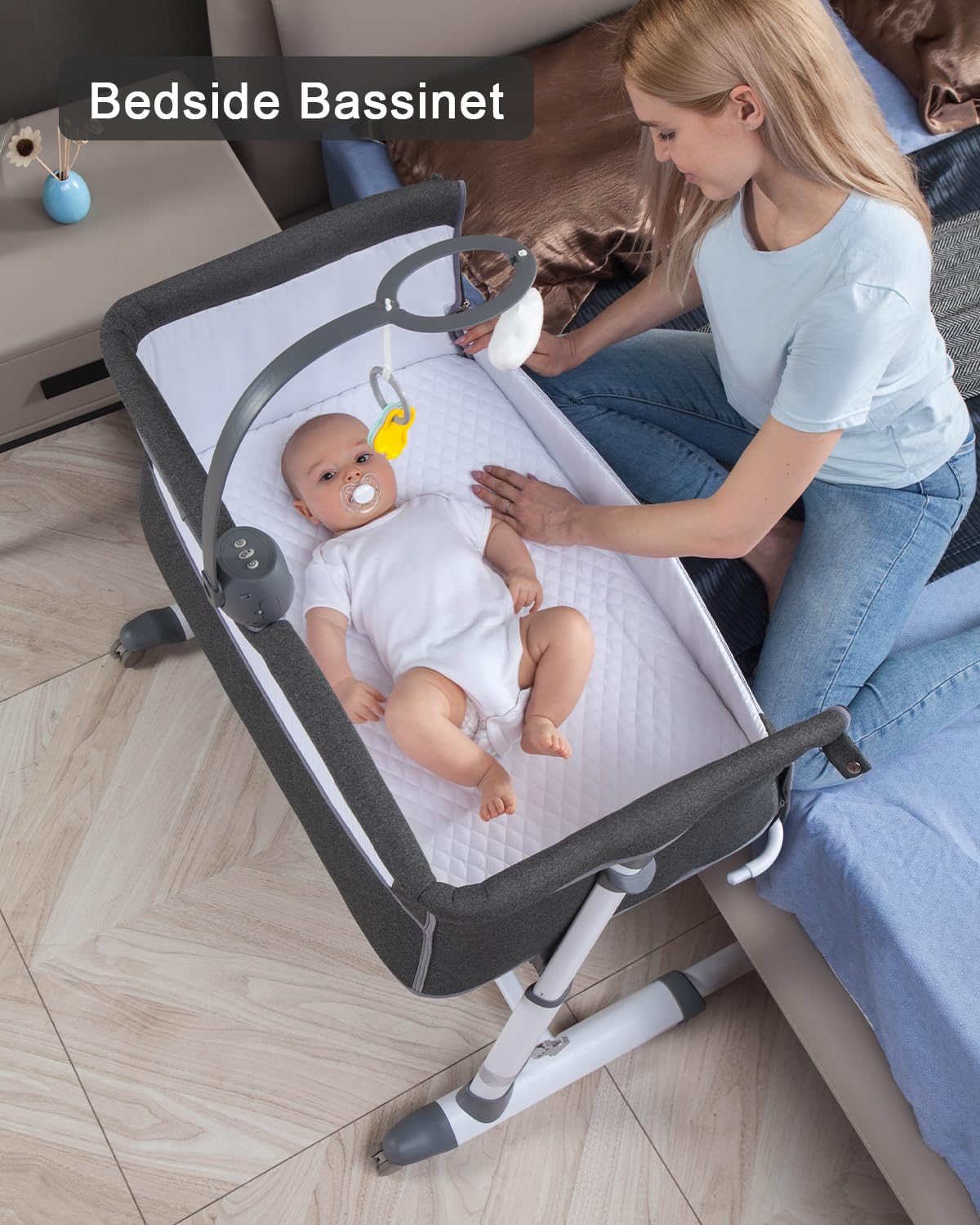 Yacul bassinet wheels with locks for smooth room-to-room movement