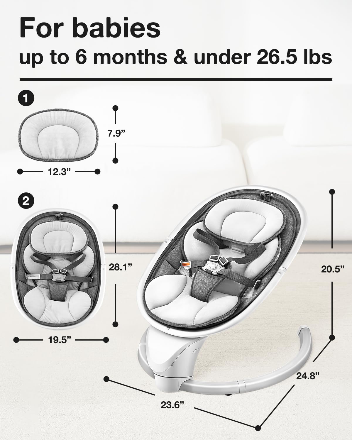 Yacul electric baby swing portable battery option supports on-the-go use.