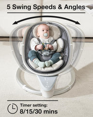 Yacul electric baby swing remote-control panel enables easy operation from distance.