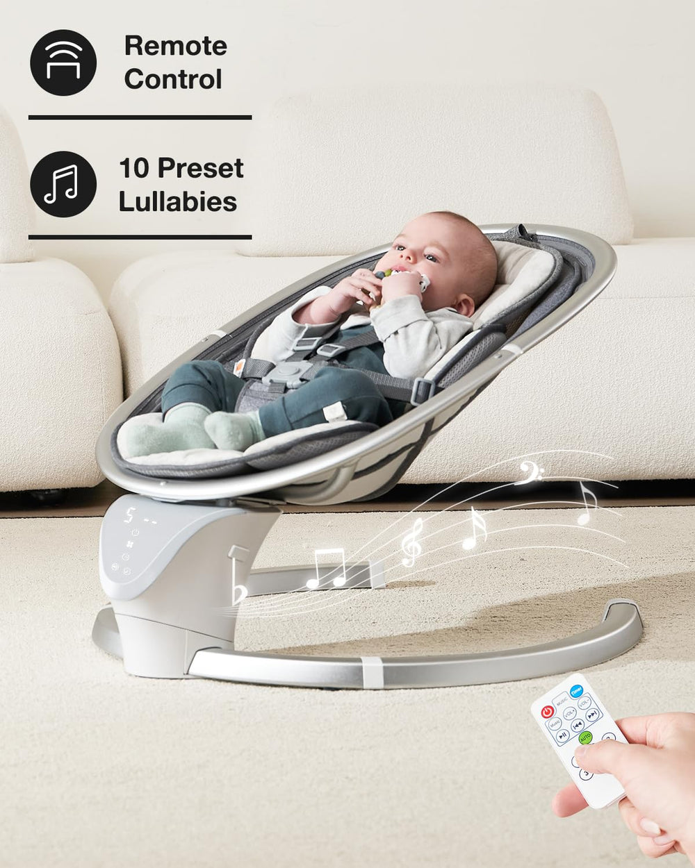 Yacul electric baby swing timer function helps plan nap intervals.