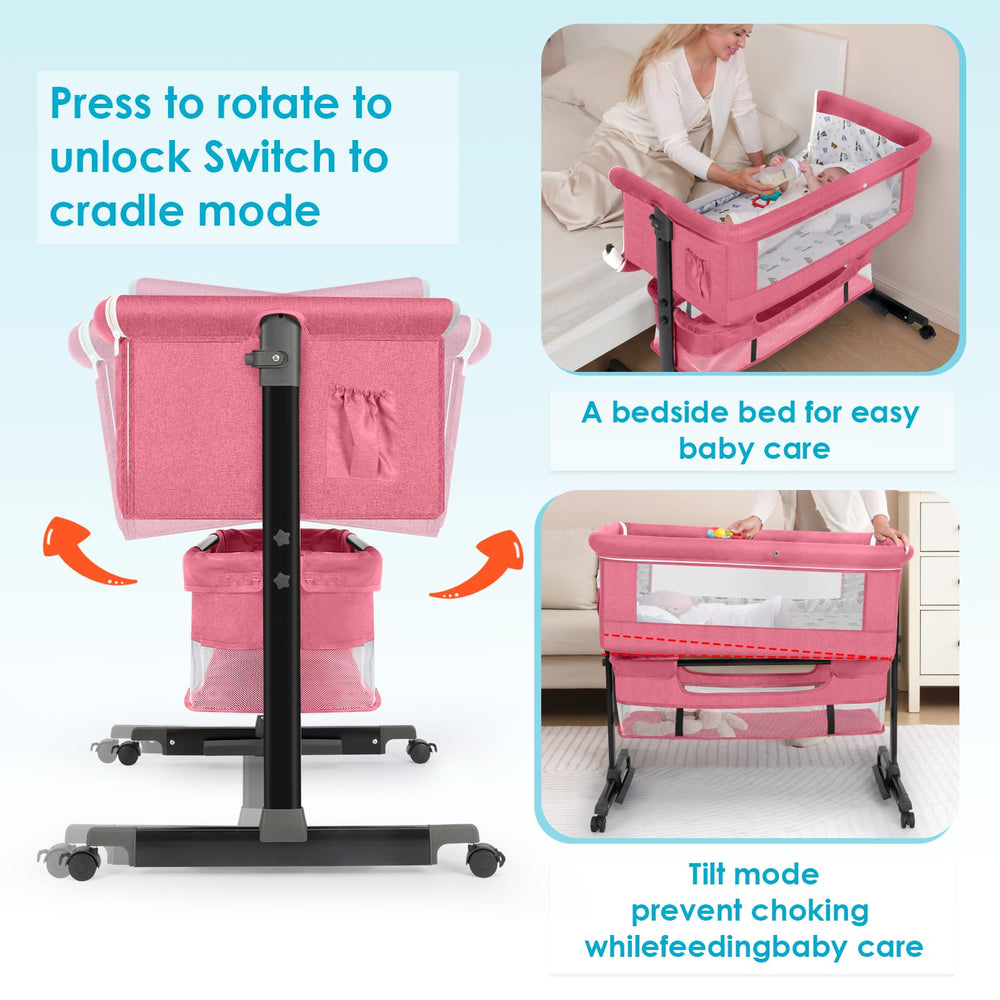 YADAQE bassinet breathable mesh sides for airflow and visibility