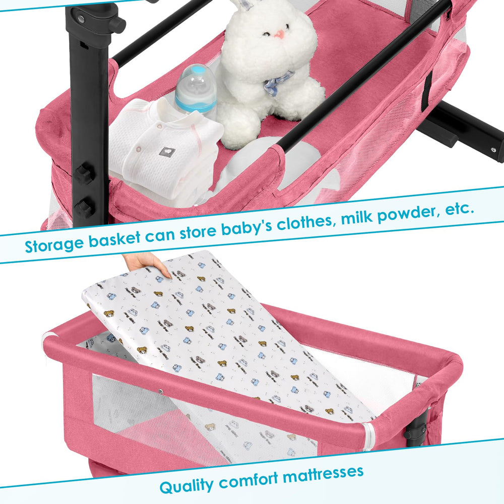 YADAQE baby bassinet with large storage space for baby care items