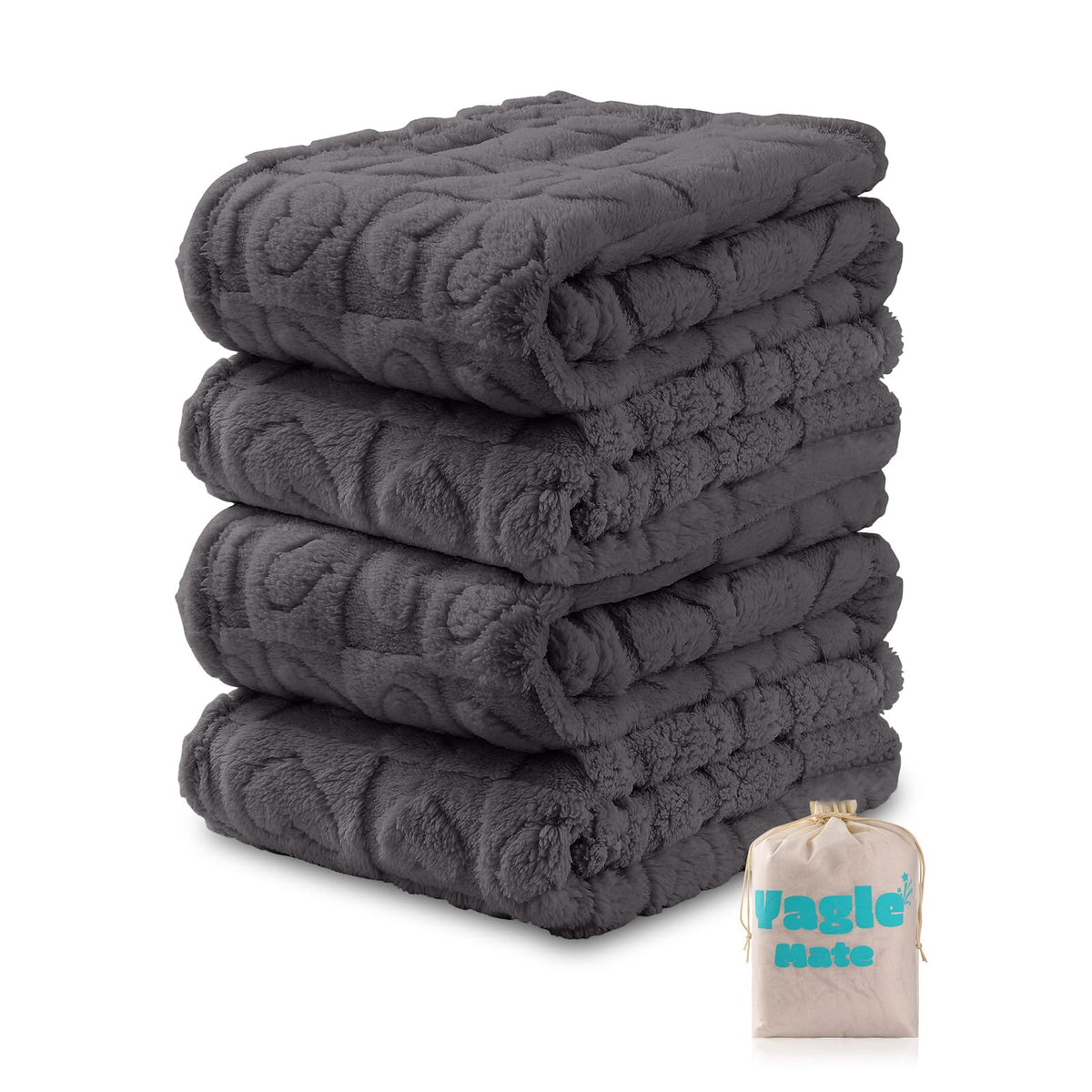 Yagle Mate 4-pcs grey baby blankets set, ideal for crib use and daycare warmth.