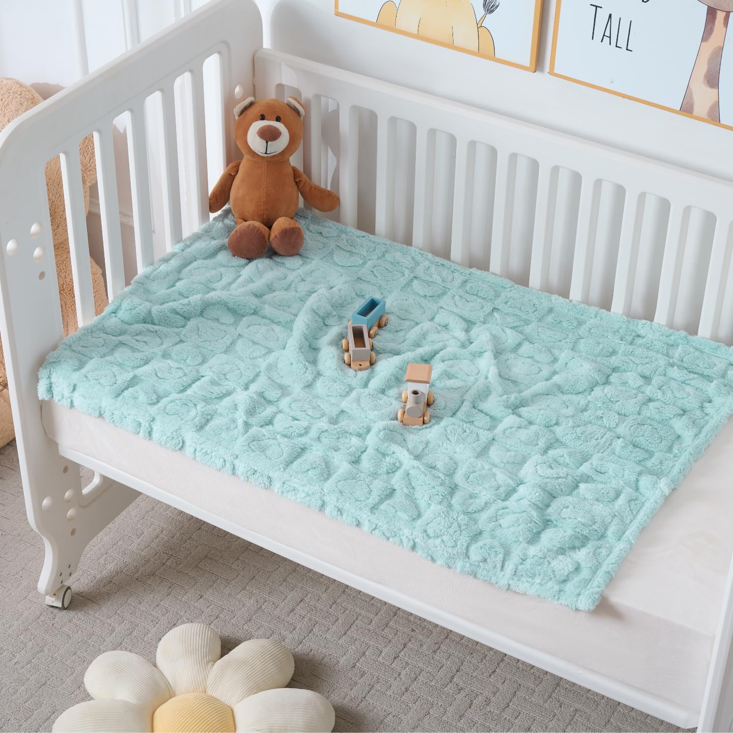 Yagle Mate baby blankets beige-checkered lovey complements nursery decor while staying plush.