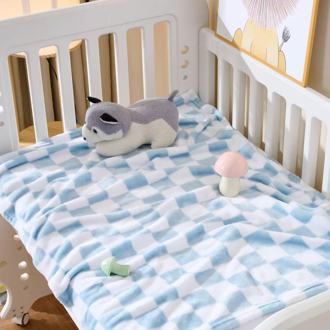 Yagle Mate baby blankets checkered fleece closeup highlighting soft plush texture.