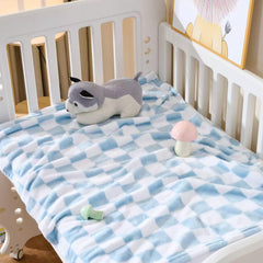 Yagle Mate baby blankets checkered fleece closeup highlighting soft plush texture.