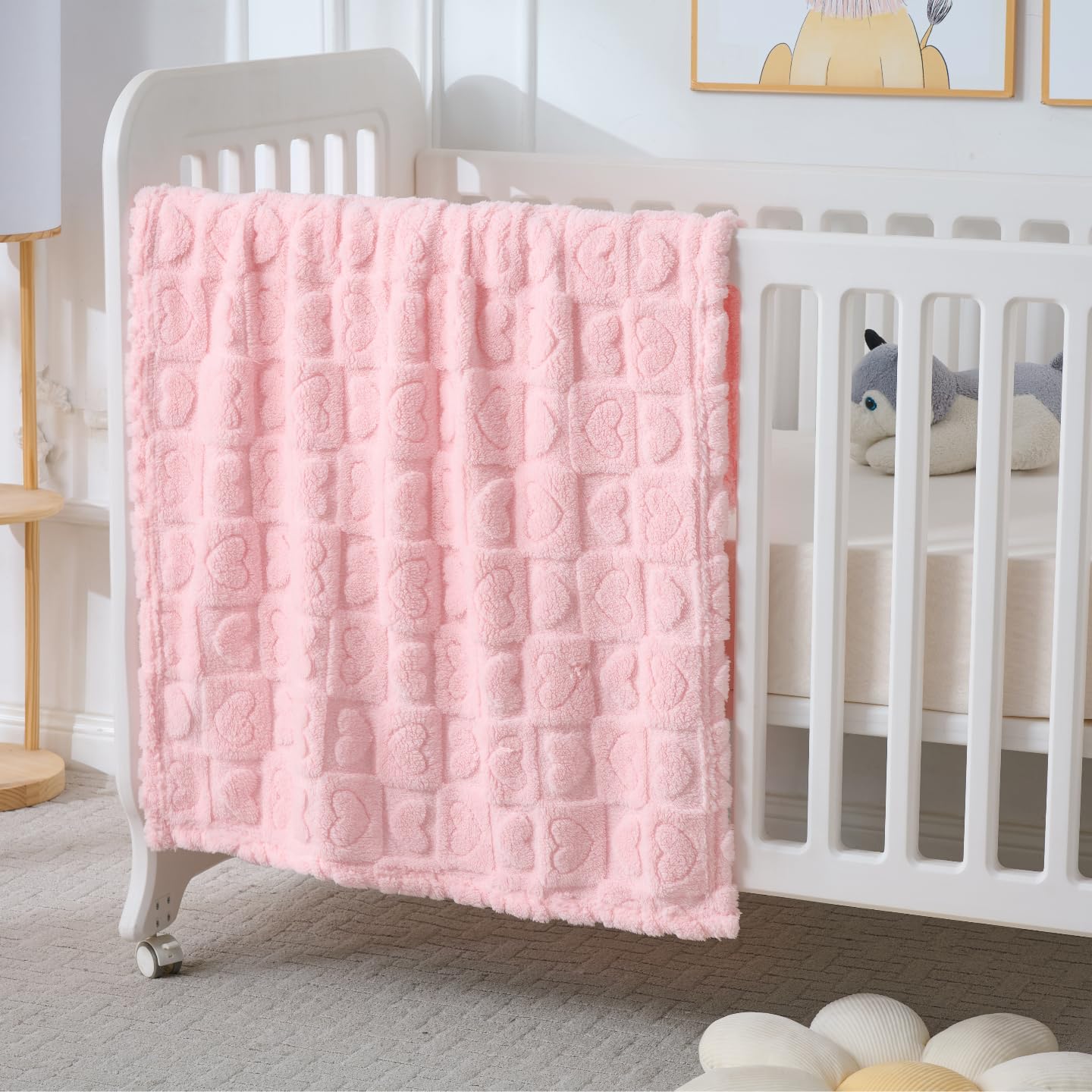Yagle Mate crib blanket 30x40 sakura pink for naptime warmth
