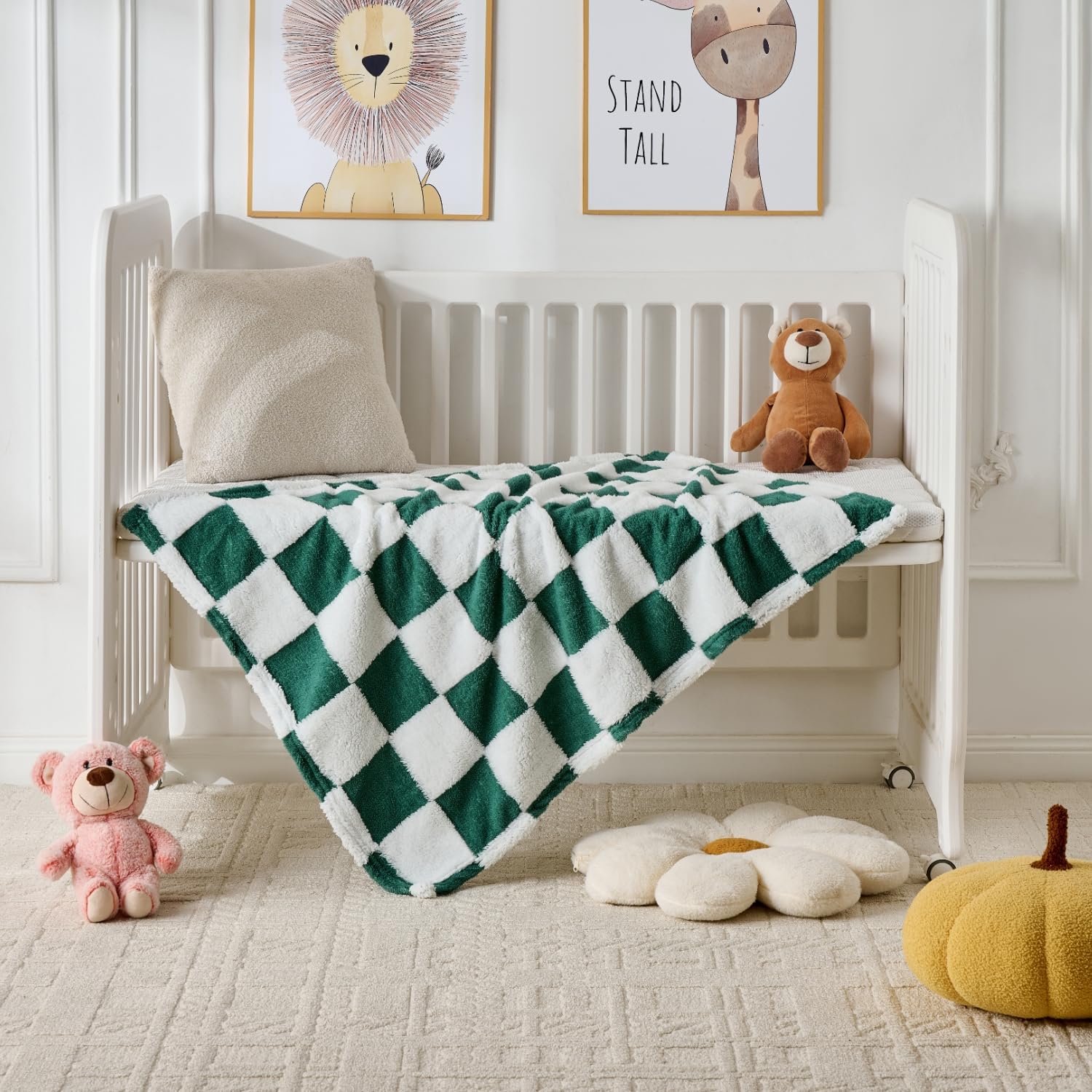 Yagle Mate fleece baby blanket side view highlights 30x40 inch size for nursery comfort.