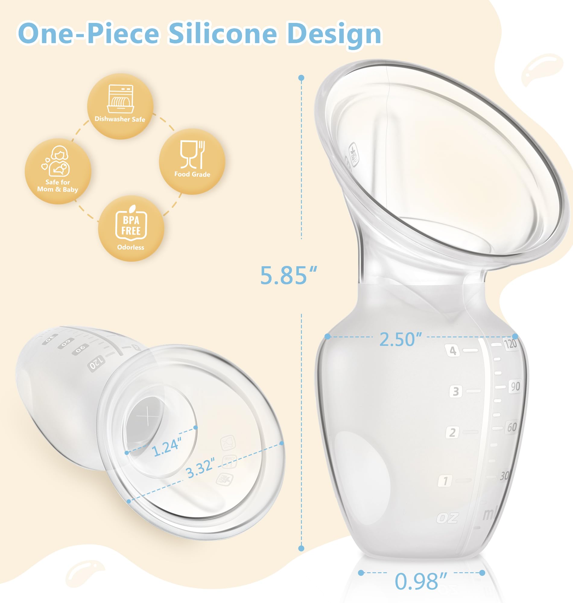 yahaa clear 4oz bottle shows milk volume at a glance