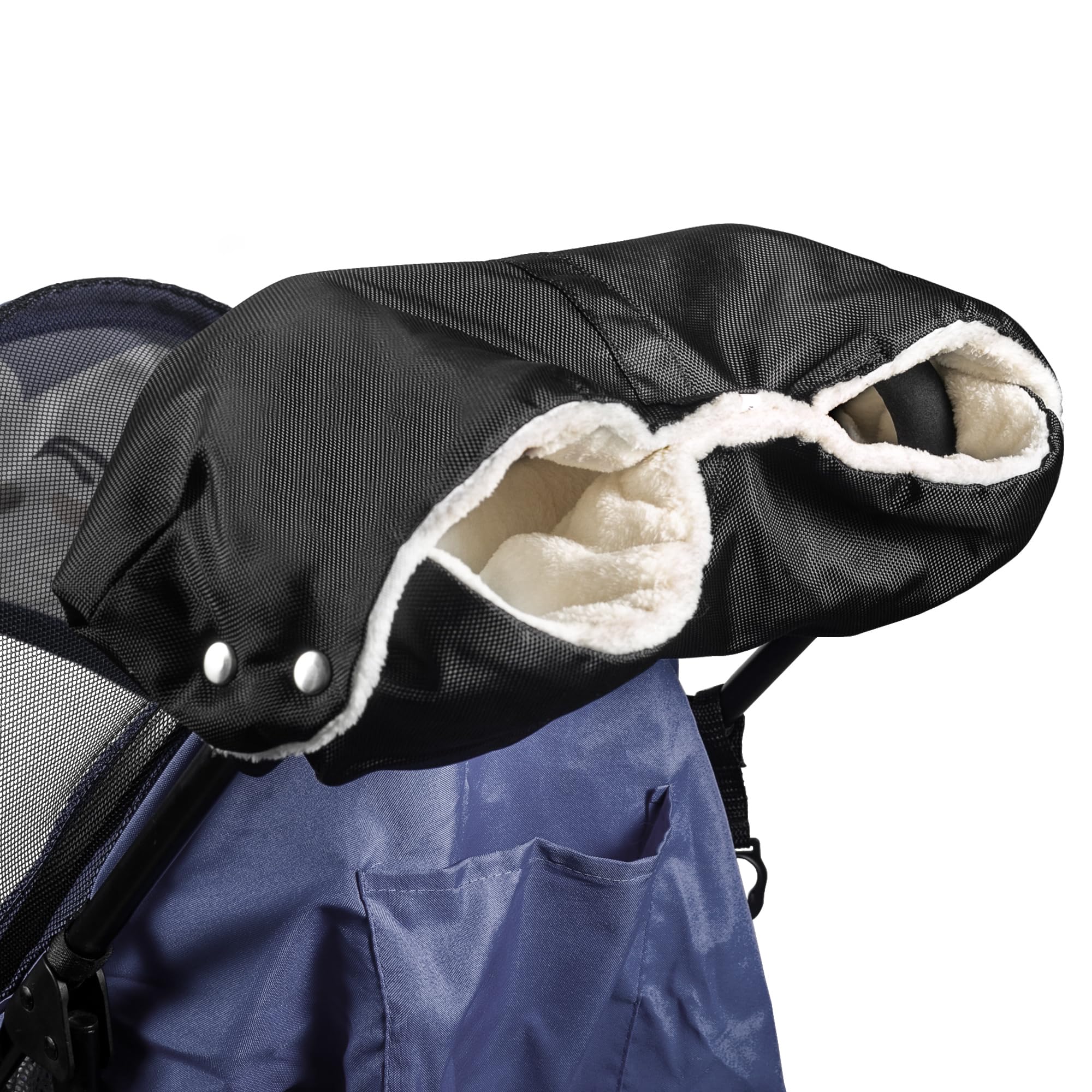 YAHENLI stroller hand muff close-up showing warm interior for cold walks.