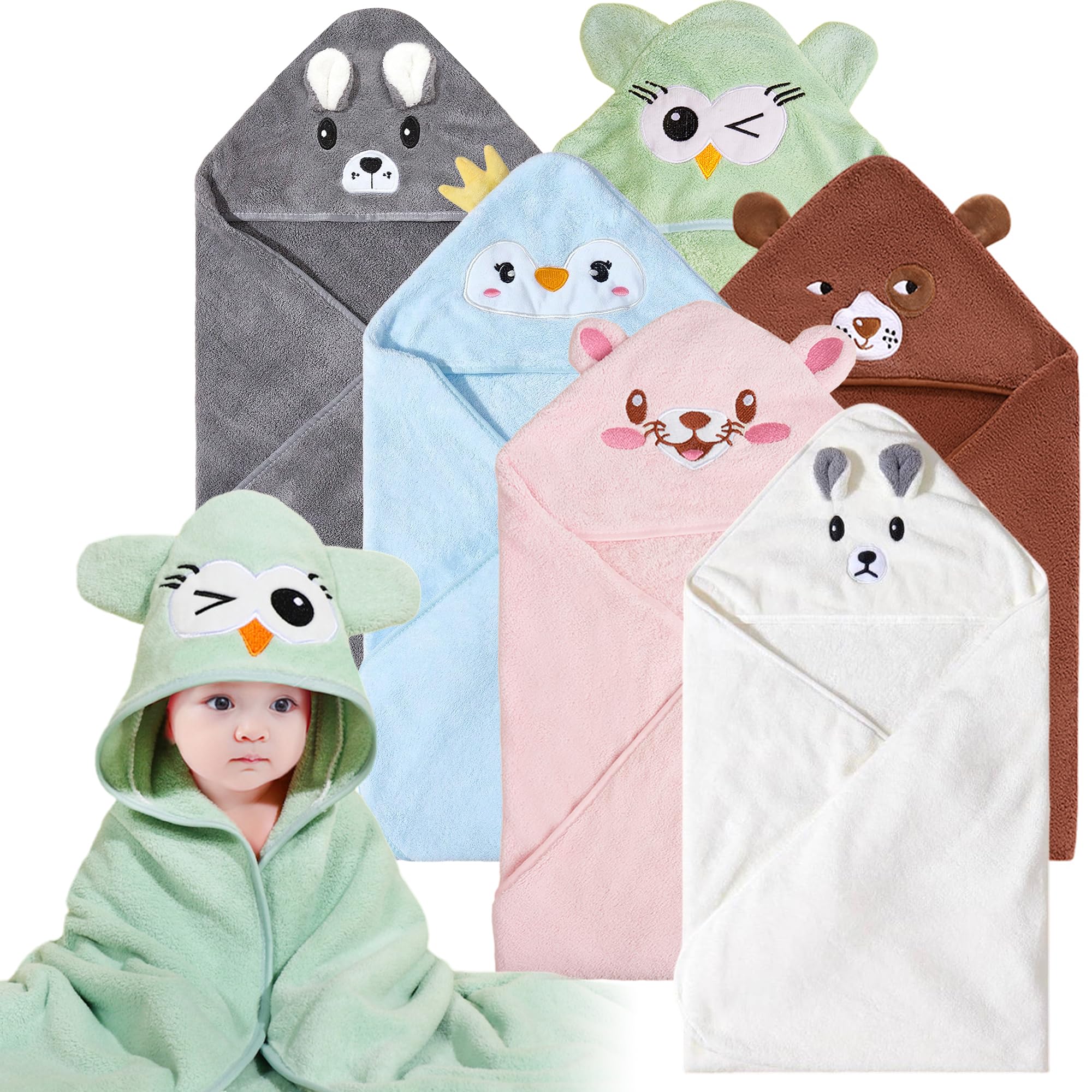 Yaiseiko animal hooded towel set main shows plush softness for gentle newborn baths