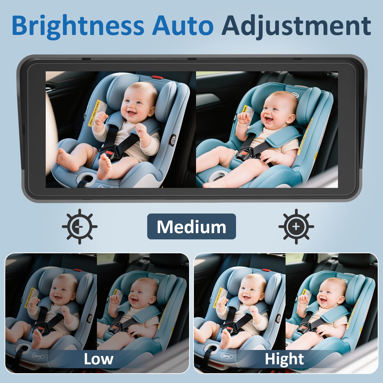 Yakry 360-degree rotation for flexible, adjustable backseat monitoring.