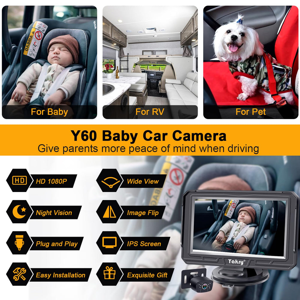 Yakry Baby Car Camera easy install plug-and-play.