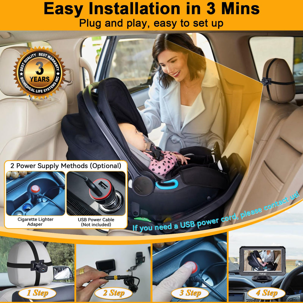 Yakry Baby Car Camera night vision 940nm for dark‑room visibility.